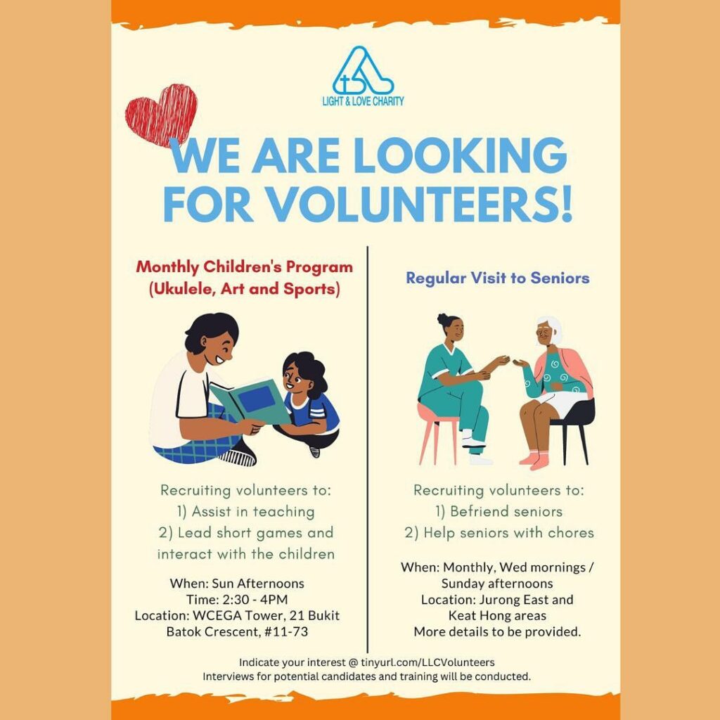 We Are Looking for Volunteers! Singapore Light and Love Charity